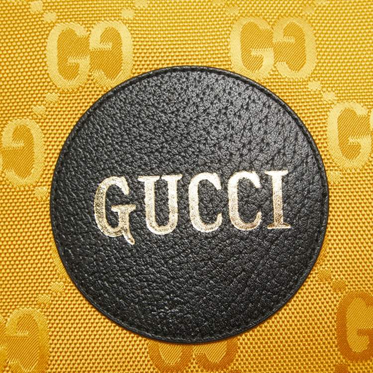 Pre Owned Gucci Mustard/Black GG Nylon and Leather Off The Grid Clutch