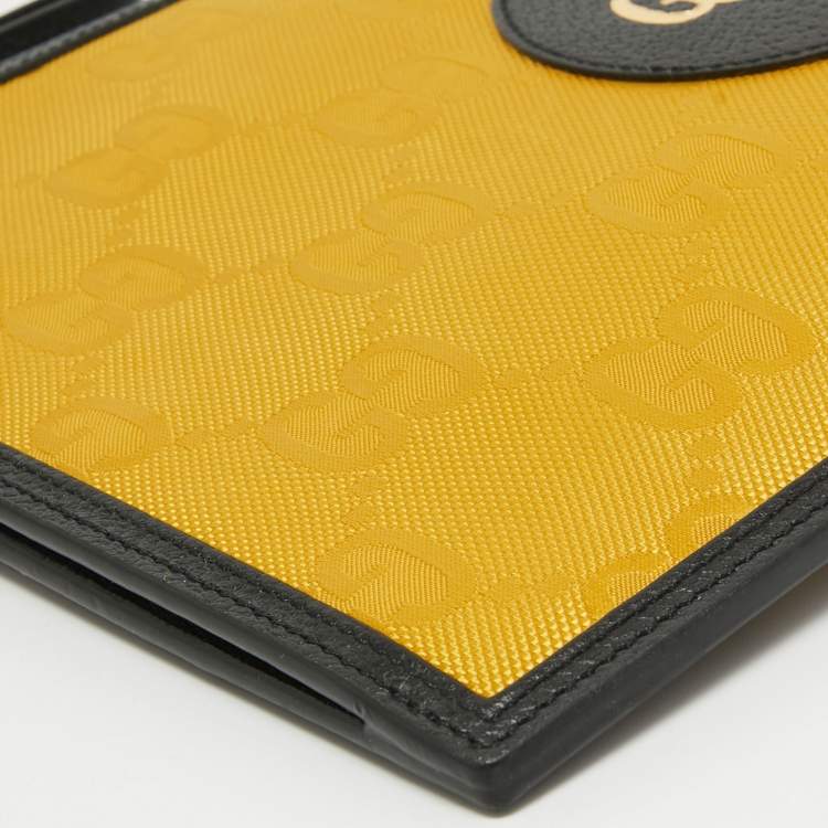 Pre Owned Gucci Mustard/Black GG Nylon and Leather Off The Grid Clutch
