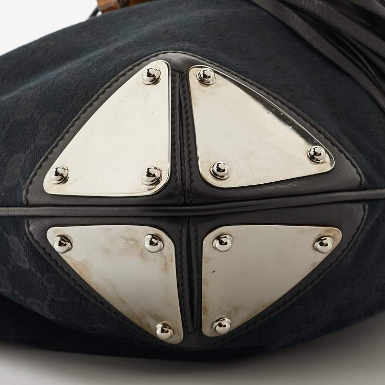 Pre Owned Gucci Black GG Canvas and Leather Medium Babouska Indy Hobo