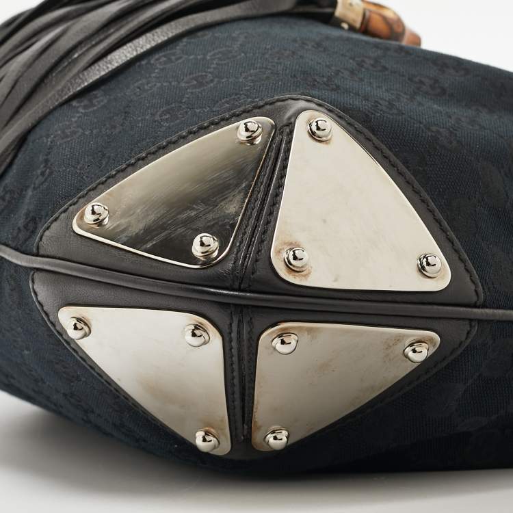 Pre Owned Gucci Black GG Canvas and Leather Medium Babouska Indy Hobo