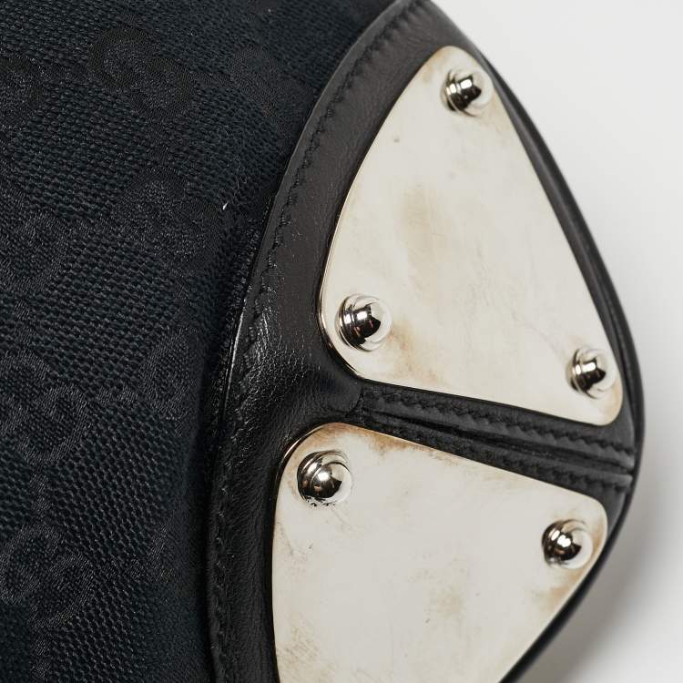 Pre Owned Gucci Black GG Canvas and Leather Medium Babouska Indy Hobo