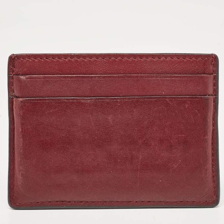 Pre Owned Gucci Red/Burgundy Microguccissima Leather Card Holder