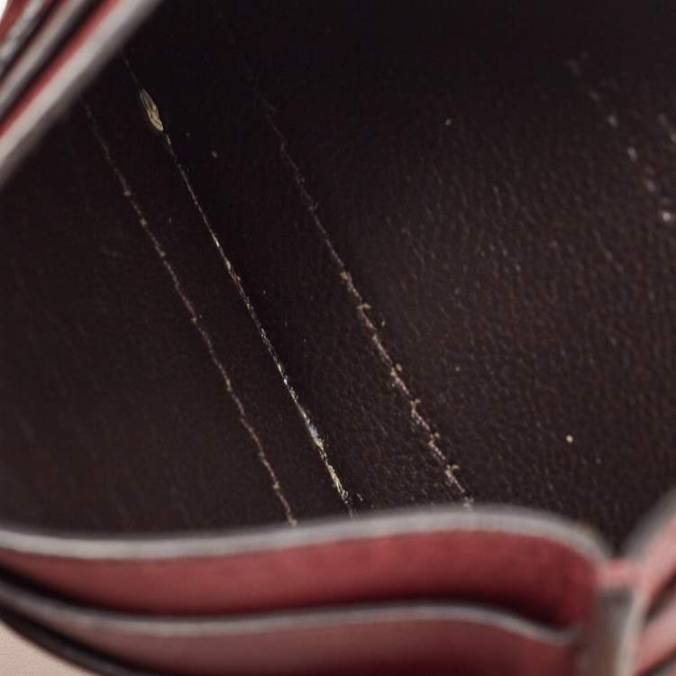 Pre Owned Gucci Red/Burgundy Microguccissima Leather Card Holder