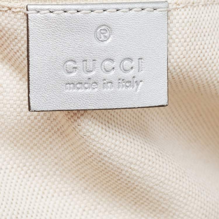 Pre Owned Gucci Silver Guccissima Leather Medium Sukey Tote