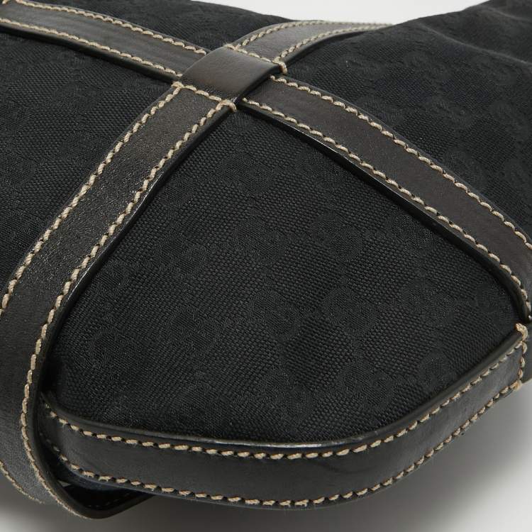 Pre Owned Gucci Black GG Canvas and Leather Royal Hobo