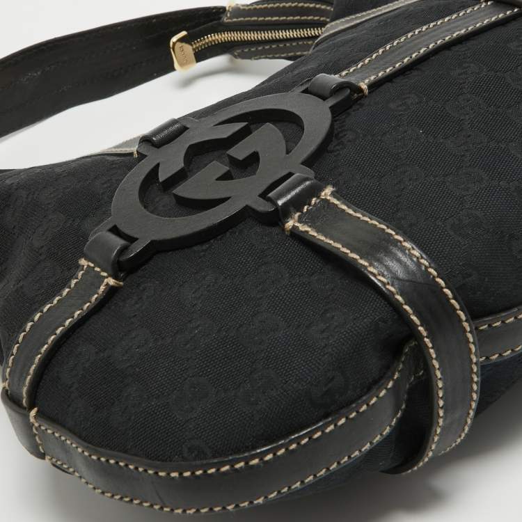 Pre Owned Gucci Black GG Canvas and Leather Royal Hobo