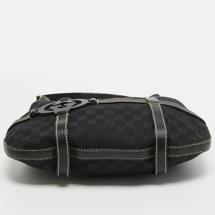 Pre Owned Gucci Black GG Canvas and Leather Royal Hobo