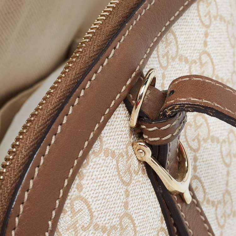 Pre Owned Gucci Brown/Beige GG Supreme Canvas and Leather Nice Dome Satchel
