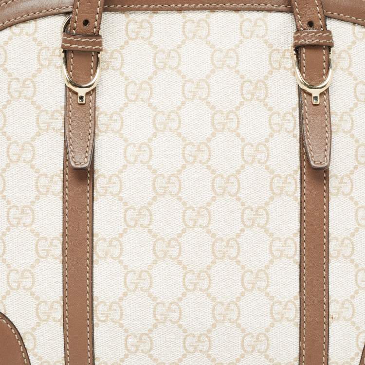 Pre Owned Gucci Brown/Beige GG Supreme Canvas and Leather Nice Dome Satchel