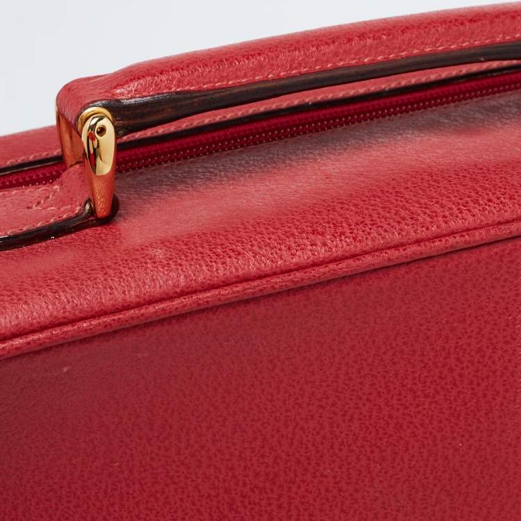 Pre Owned Gucci Red Leather Briefcase Bag