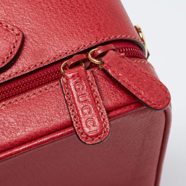 Pre Owned Gucci Red Leather Briefcase Bag