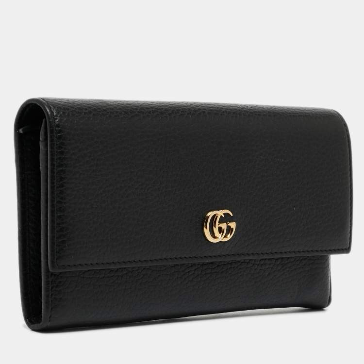 Pre Owned Gucci Black Leather GG Marmont Continental Wallet