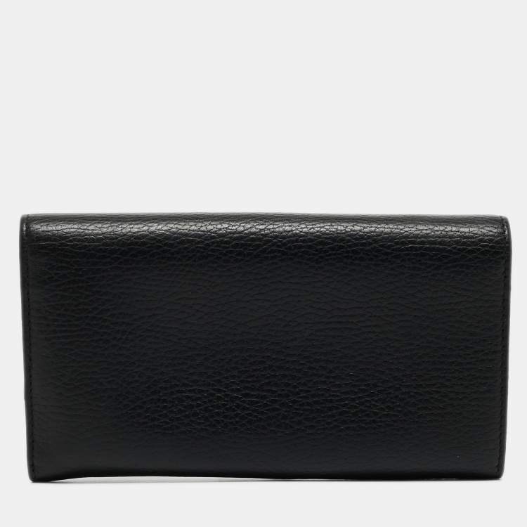 Pre Owned Gucci Black Leather GG Marmont Continental Wallet