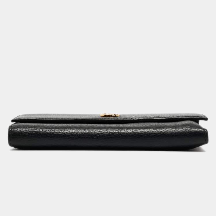 Pre Owned Gucci Black Leather GG Marmont Continental Wallet