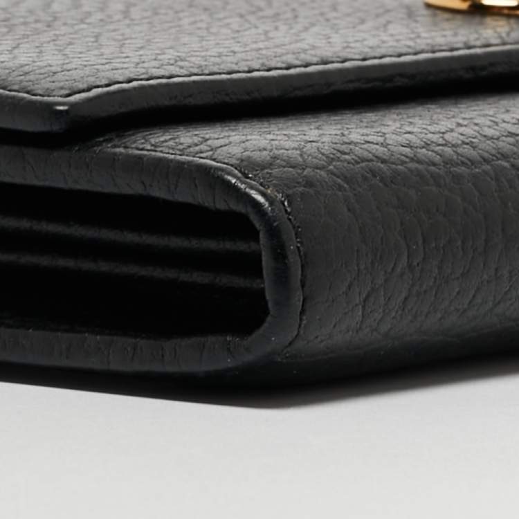 Pre Owned Gucci Black Leather GG Marmont Continental Wallet