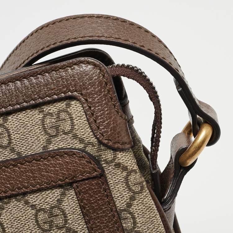 Pre Owned Gucci Beige/Brown GG Supreme Canvas and Leather Medium Ophidia Shoulder Bag  