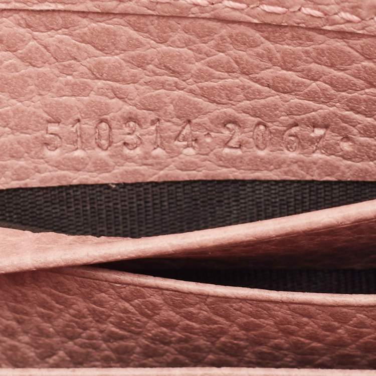 Pre Owned Gucci Dusty Pink Leather Interlocking G Wallet on Chain