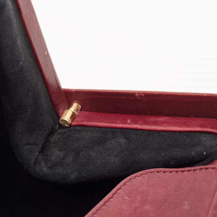 Pre Owned Gucci Burgundy Leather and Suede Lady Stirrup Top Handle Bag