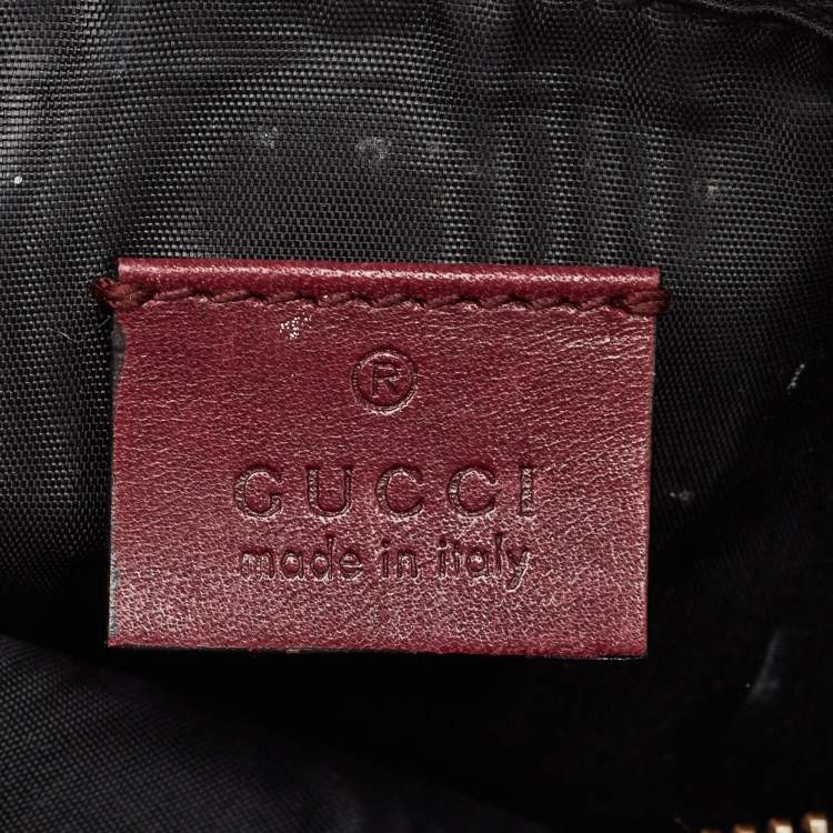 Pre Owned Gucci Burgundy Leather and Suede Lady Stirrup Top Handle Bag
