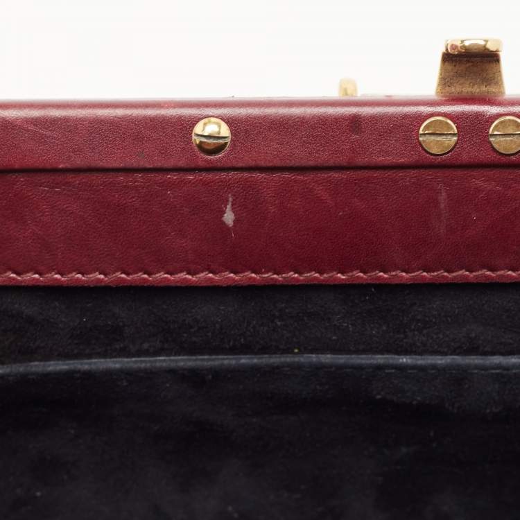 Pre Owned Gucci Burgundy Leather and Suede Lady Stirrup Top Handle Bag