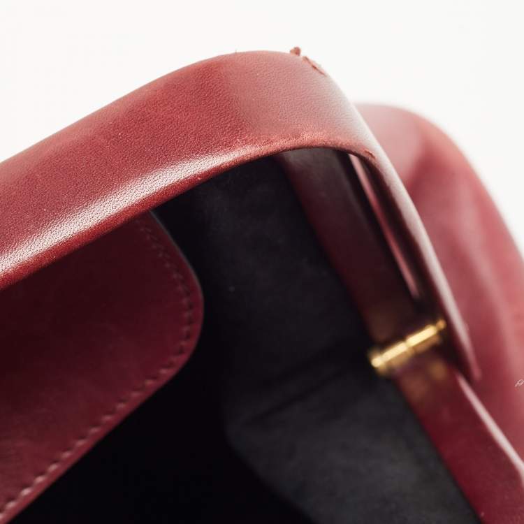 Pre Owned Gucci Burgundy Leather and Suede Lady Stirrup Top Handle Bag