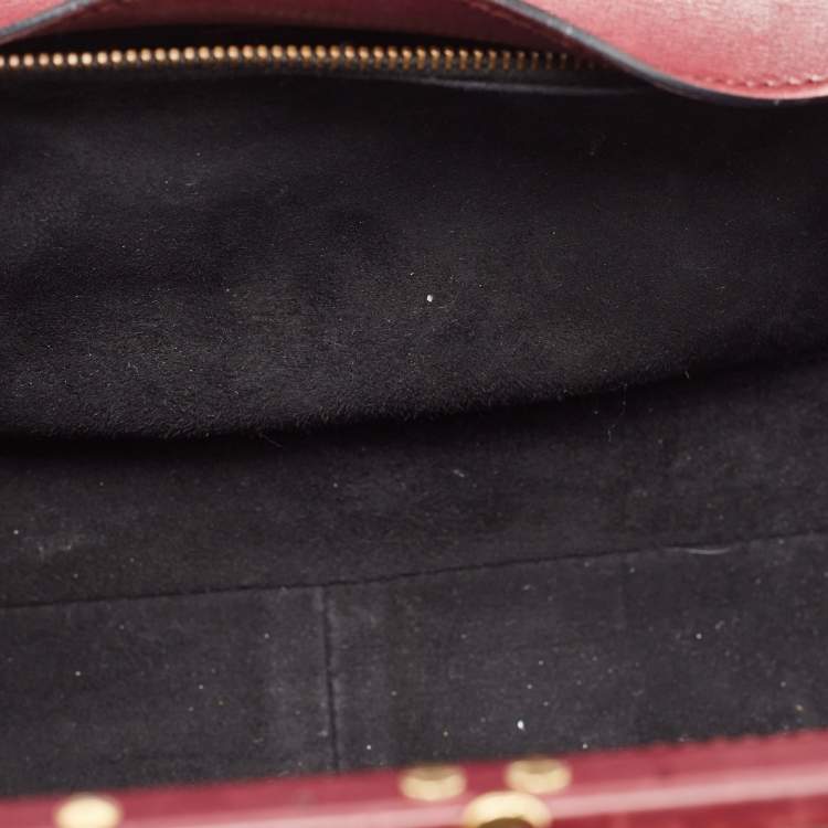 Pre Owned Gucci Burgundy Leather and Suede Lady Stirrup Top Handle Bag