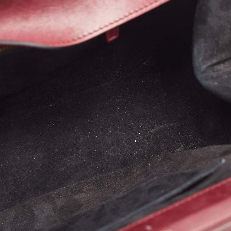 Pre Owned Gucci Burgundy Leather and Suede Lady Stirrup Top Handle Bag