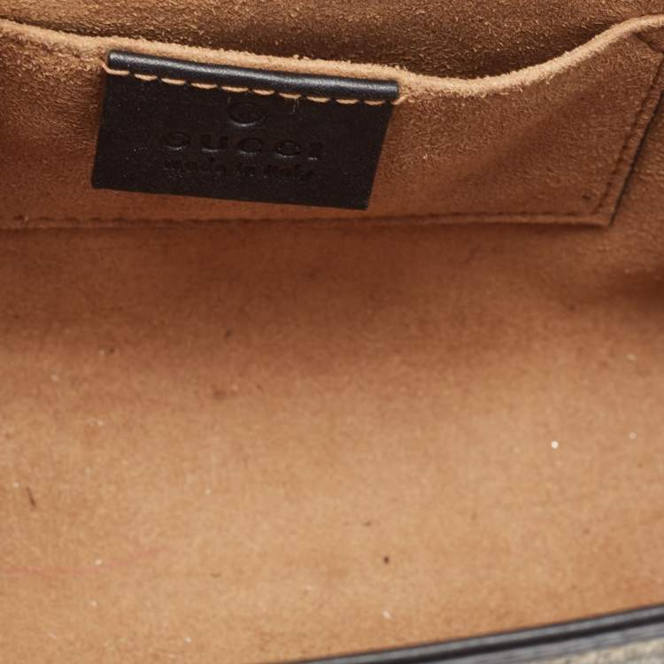 Pre Owned Gucci Black/Beige GG Supreme Canvas and Leather Small Padlock Shoulder Bag