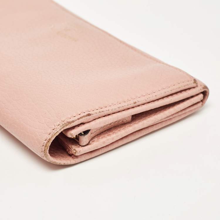 Pre Owned Gucci  Old Rose Leather Swing Continental Wallet