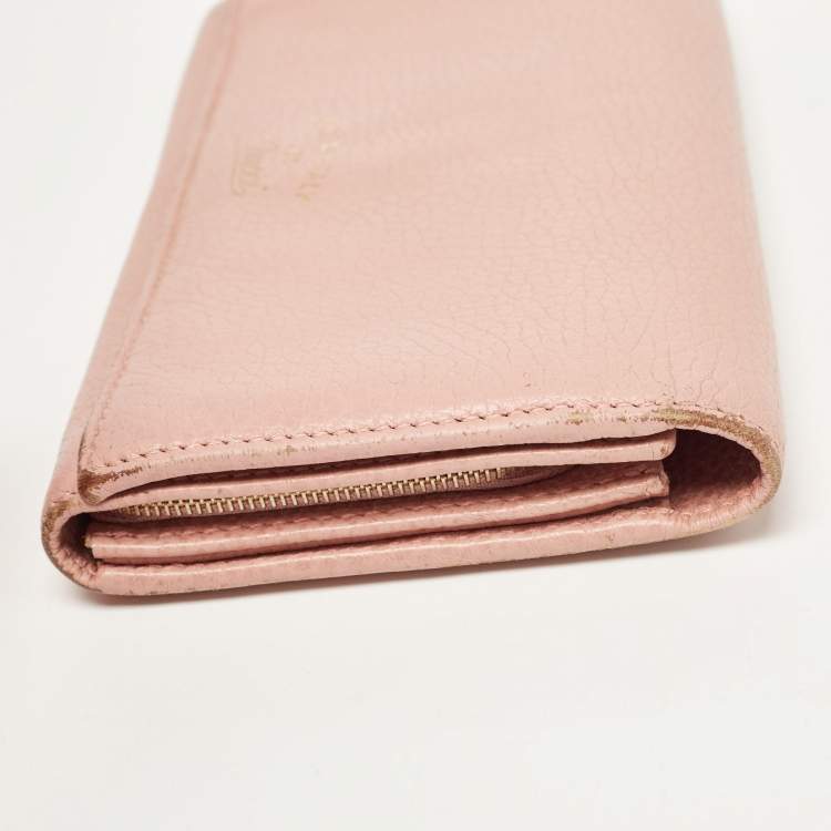 Pre Owned Gucci  Old Rose Leather Swing Continental Wallet