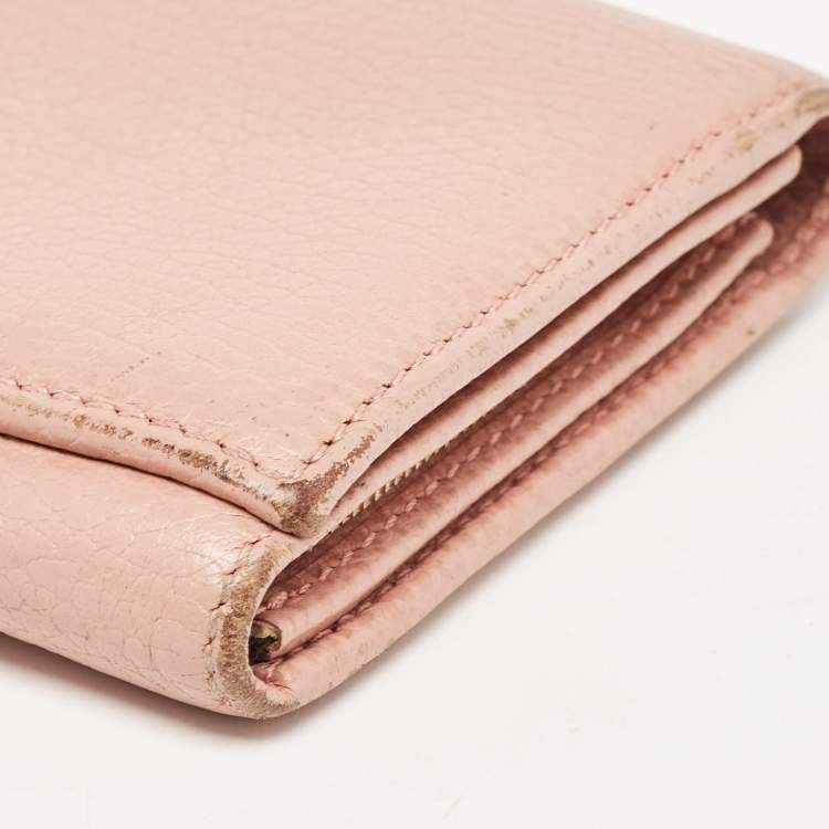 Pre Owned Gucci  Old Rose Leather Swing Continental Wallet