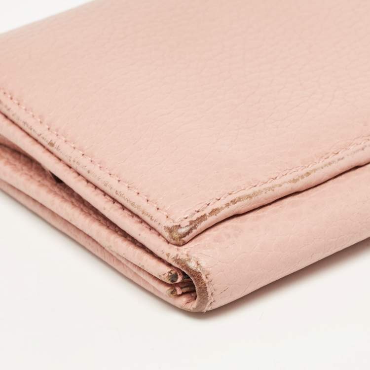 Pre Owned Gucci  Old Rose Leather Swing Continental Wallet