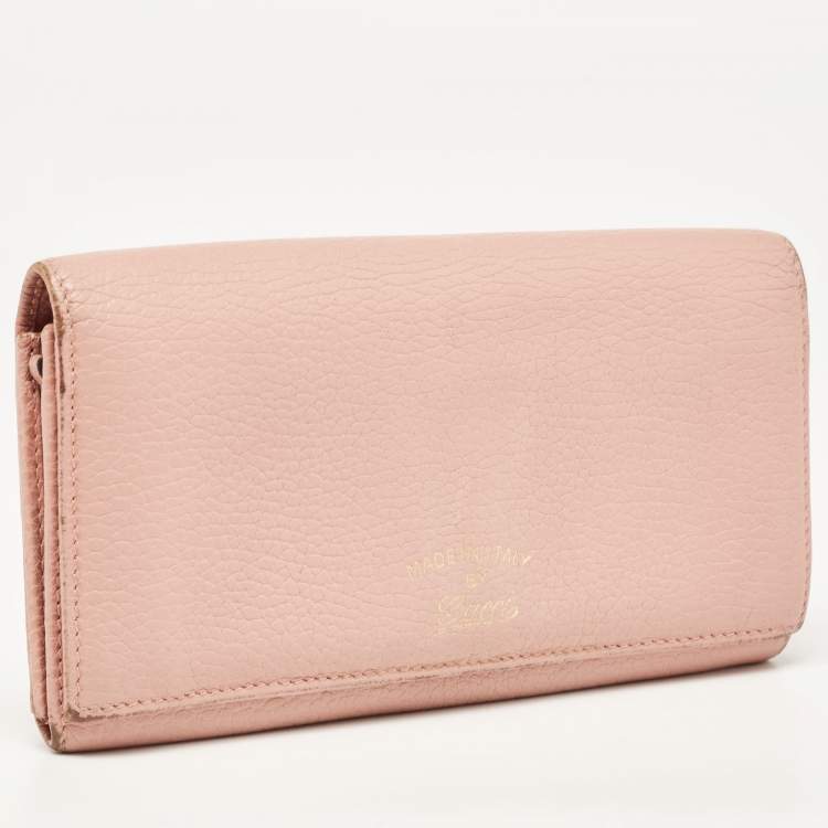 Pre Owned Gucci  Old Rose Leather Swing Continental Wallet