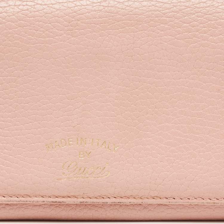 Pre Owned Gucci  Old Rose Leather Swing Continental Wallet