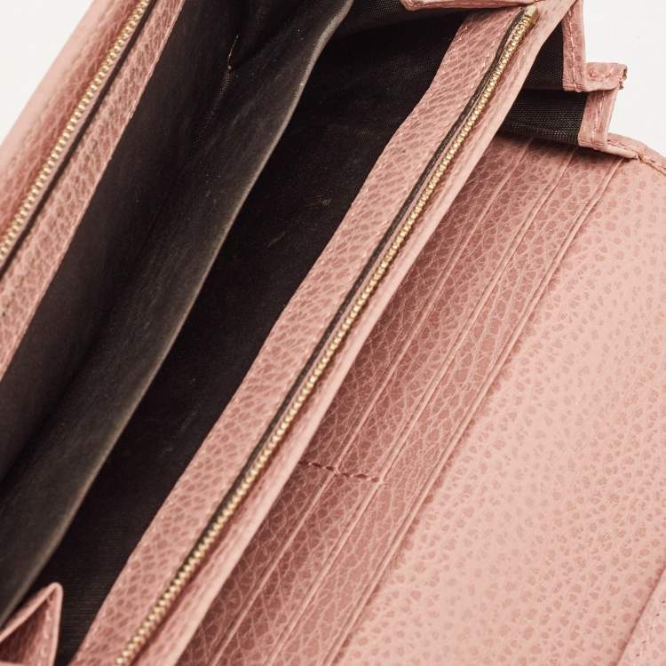 Pre Owned Gucci  Old Rose Leather Swing Continental Wallet