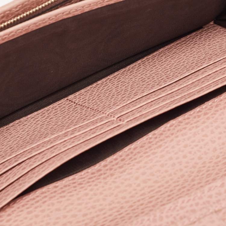 Pre Owned Gucci  Old Rose Leather Swing Continental Wallet