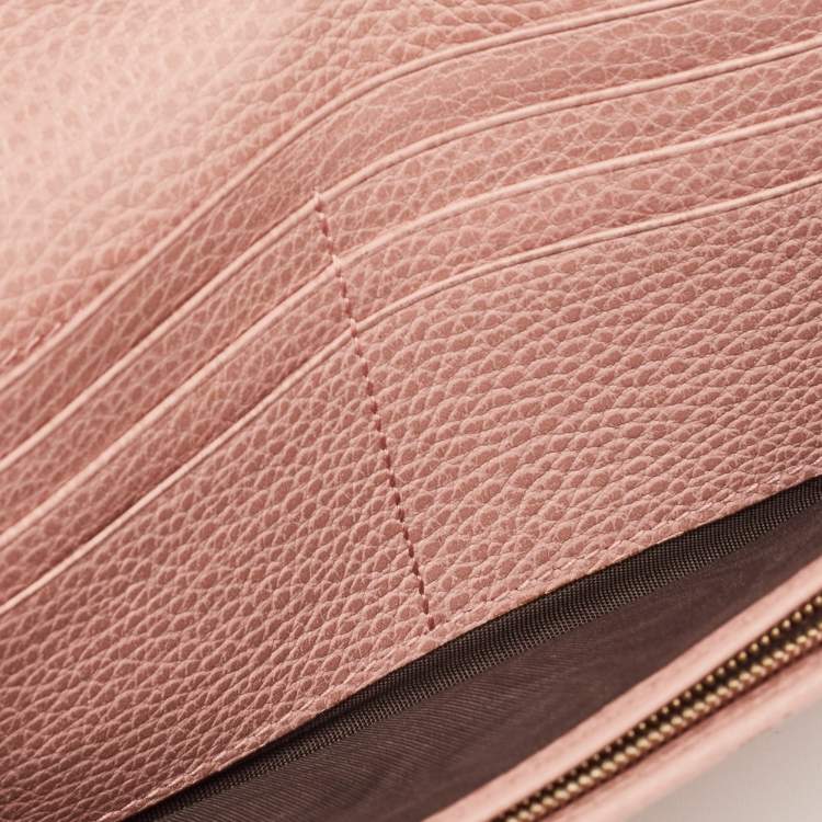 Pre Owned Gucci  Old Rose Leather Swing Continental Wallet