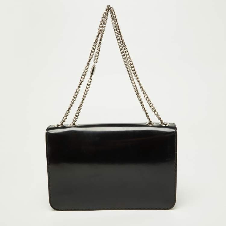 Pre Owned Gucci Black Leather Medium Interlocking G Shoulder Bag