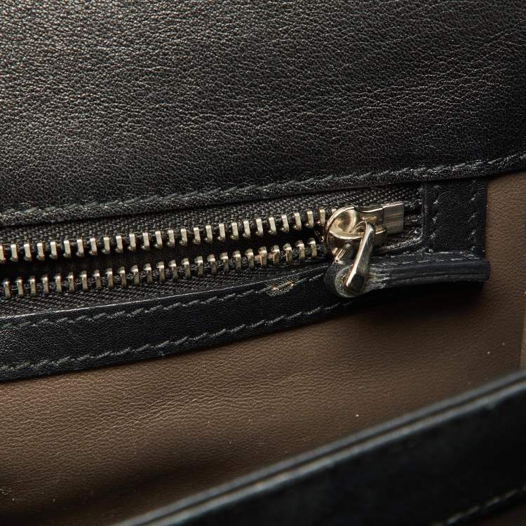 Pre Owned Gucci Black Leather Medium Interlocking G Shoulder Bag