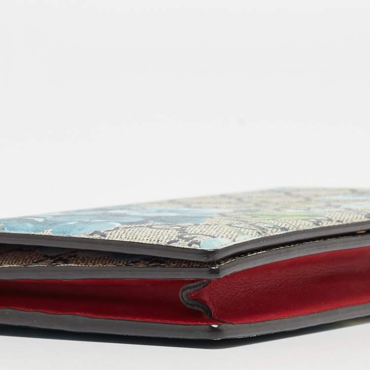 Pre Owned Gucci Beige GG Supreme Canvas Blooms Wallet On Chain