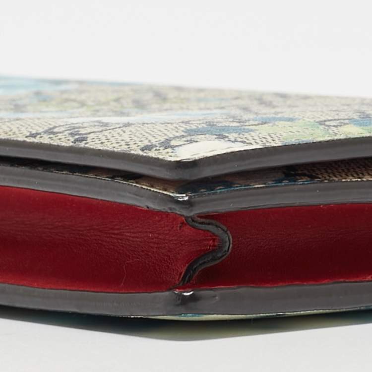 Pre Owned Gucci Beige GG Supreme Canvas Blooms Wallet On Chain