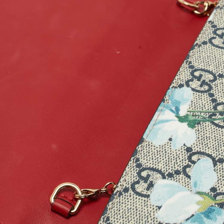Pre Owned Gucci Beige GG Supreme Canvas Blooms Wallet On Chain