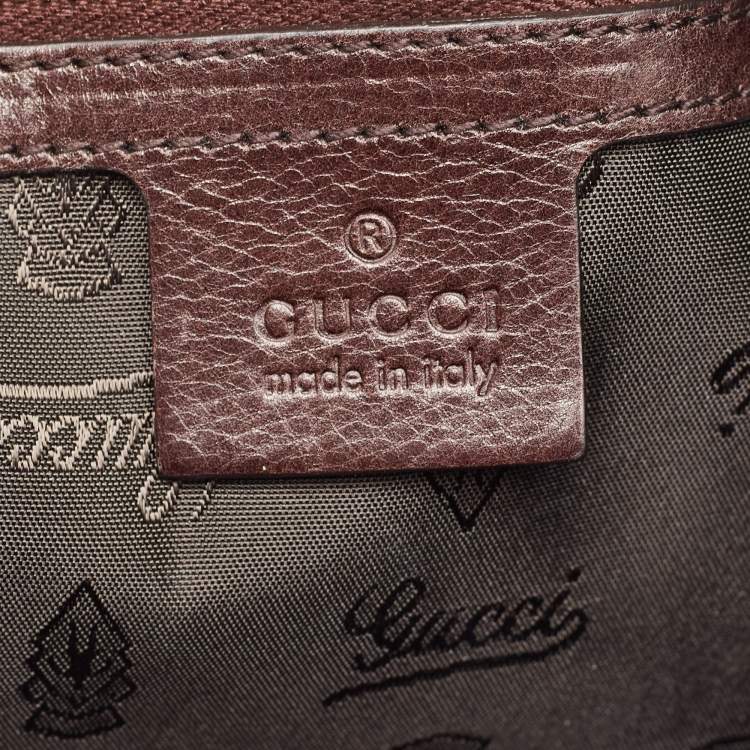 Pre Owned Gucci Brown Leopard Print Patent Leather Large Hysteria Clutch