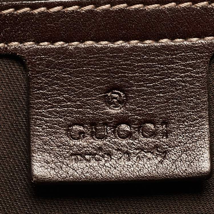 Pre Owned Gucci Dark Brown/Beige GG Canvas and Leather Medium Peggy Shoulder Bag
