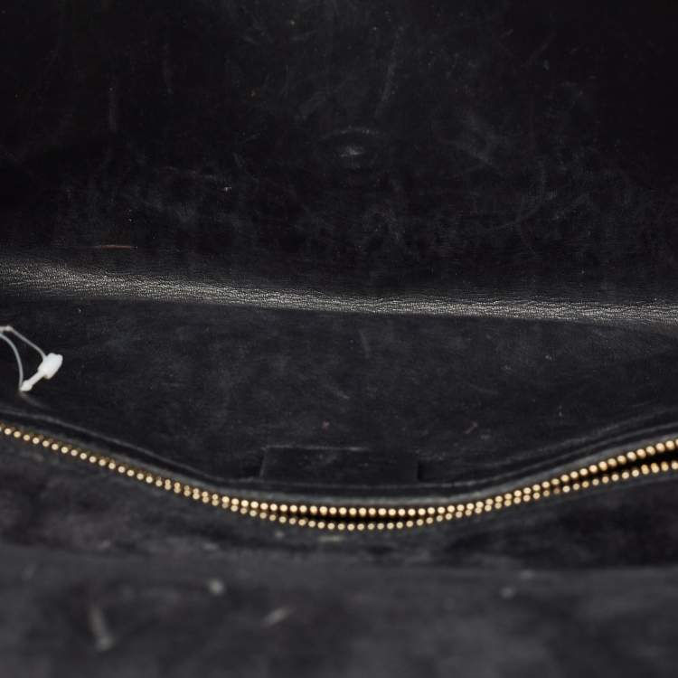 Pre Owned Gucci Black Microguccissima Patent Leather Broadway Clutch