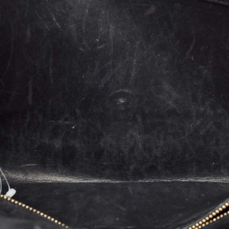 Pre Owned Gucci Black Microguccissima Patent Leather Broadway Clutch