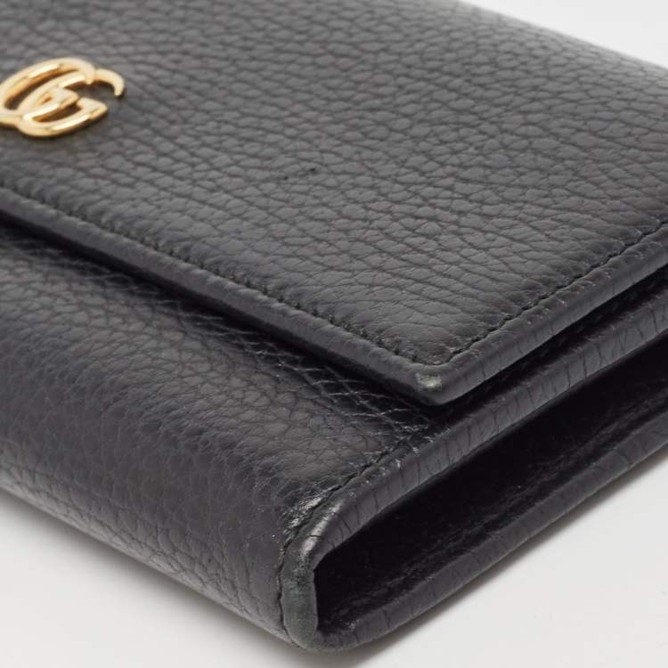 Pre Owned Gucci Black Leather GG Marmont Continental Wallet