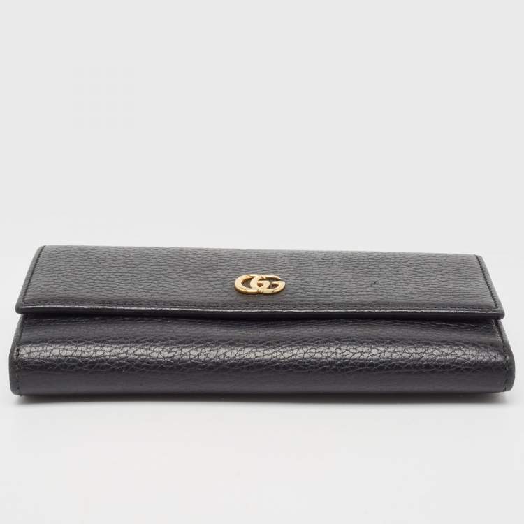 Pre Owned Gucci Black Leather GG Marmont Continental Wallet