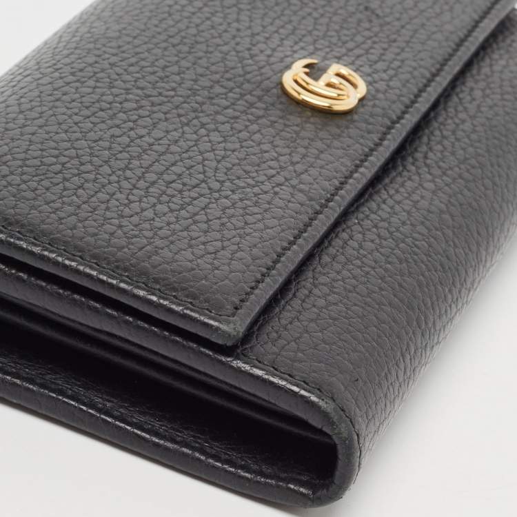 Pre Owned Gucci Black Leather GG Marmont Continental Wallet