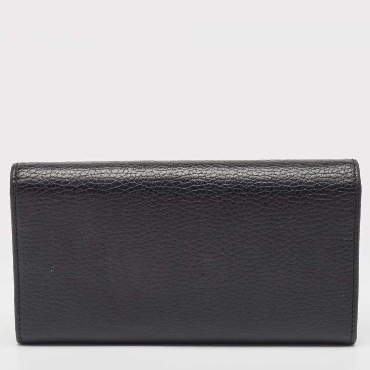 Pre Owned Gucci Black Leather GG Marmont Continental Wallet